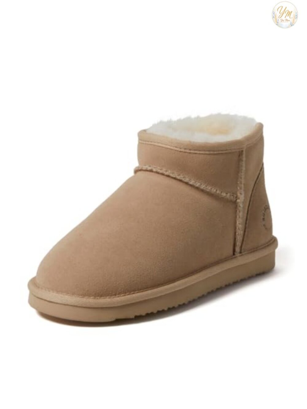 Genuine Shearling Fur Lined Mini Ankle Boot with Platform Slipper